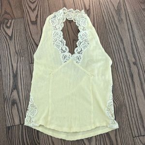 Free people - yellow lace halter style tank top - size S